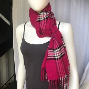V.Fraas Cashmink Plaid Oversized Fringed Scarf